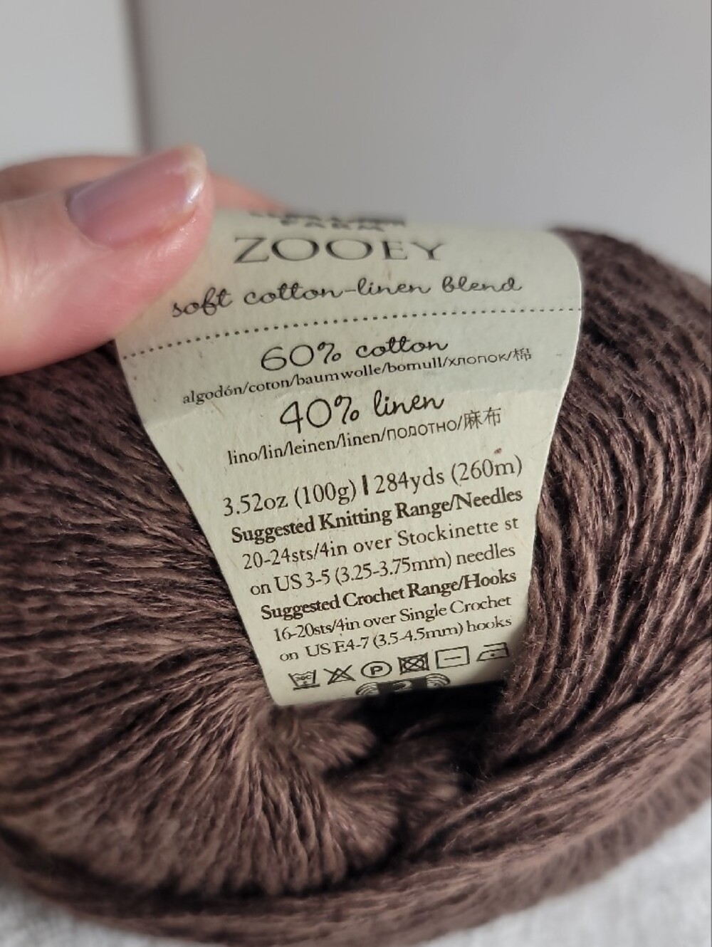 Juniper Moon Farm Zooey Soft Cotton-Linen Blend Yarn - Brown & Cream NWT - Picture 6 of 8